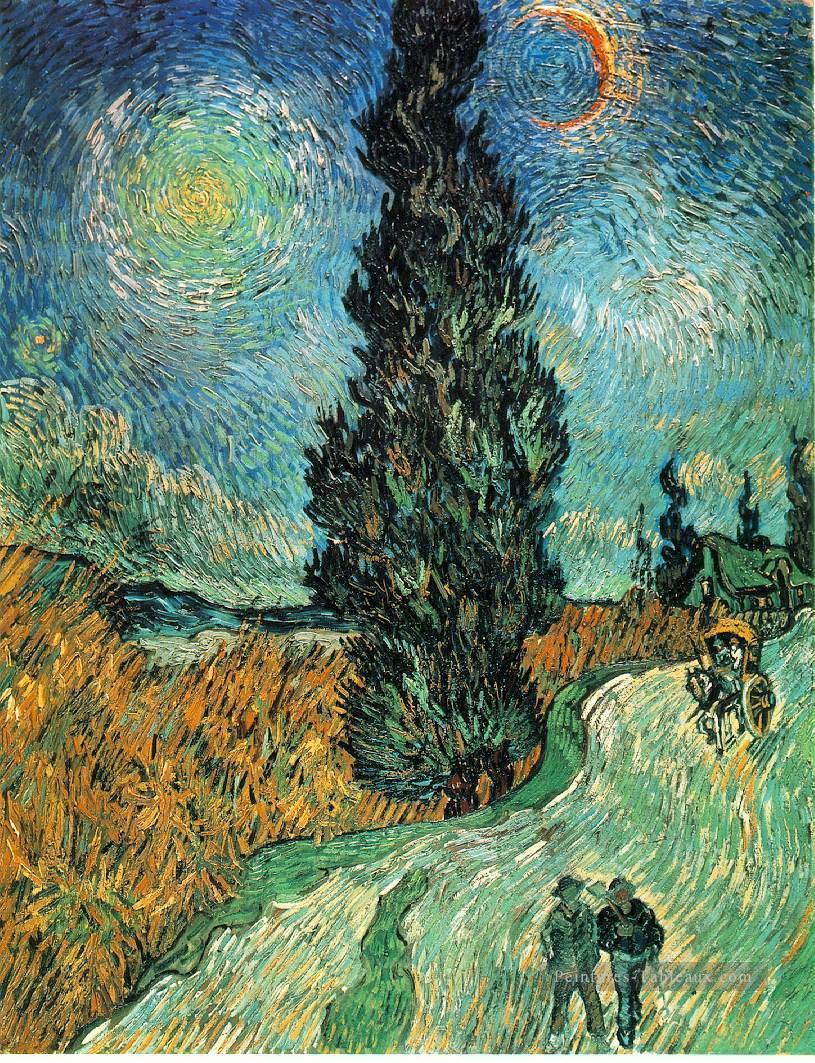 Route avec les cyprès 2 Vincent van Gogh Peintures à l'huile